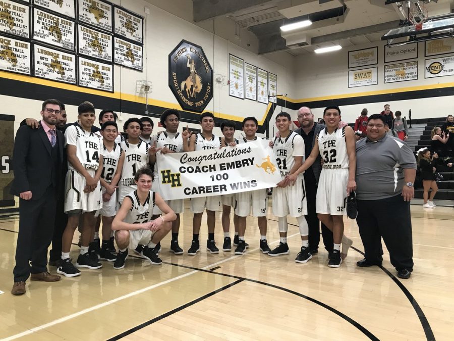 Coach Embry after his 100th win during the 2017-2018 season. 